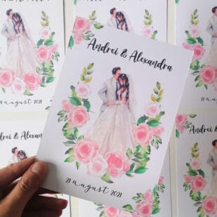 invitatie mire si mireasa roz