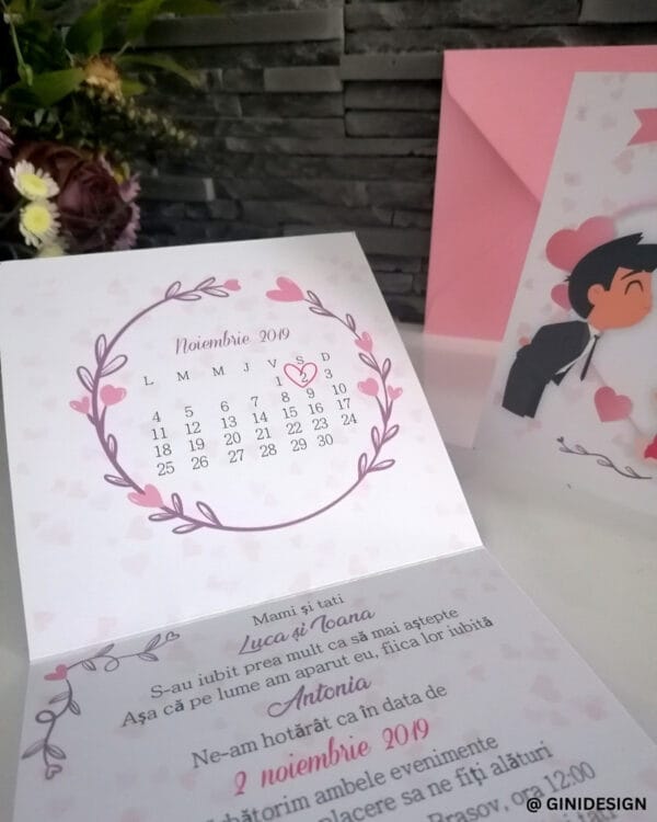 invitație nuntă și botez fetiță