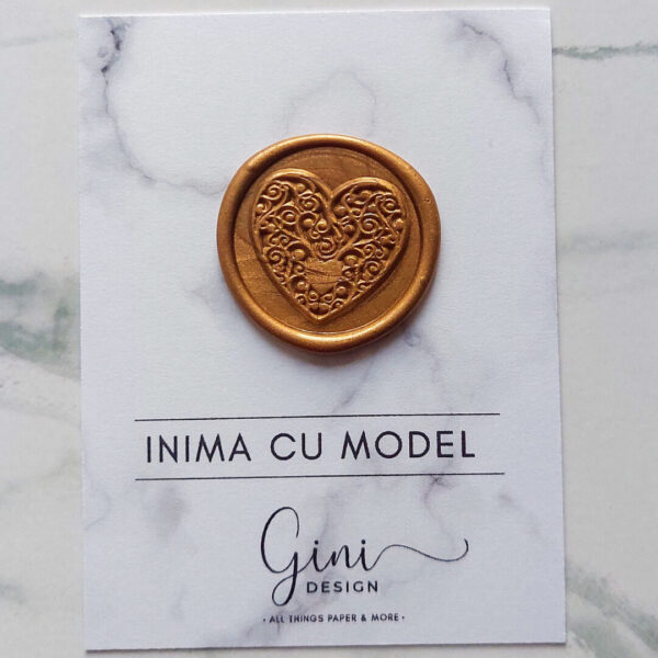 ștampilă pentru sigilii de ceară inimă cu model