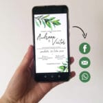 Invitatie de nunta digitala frunze verzi