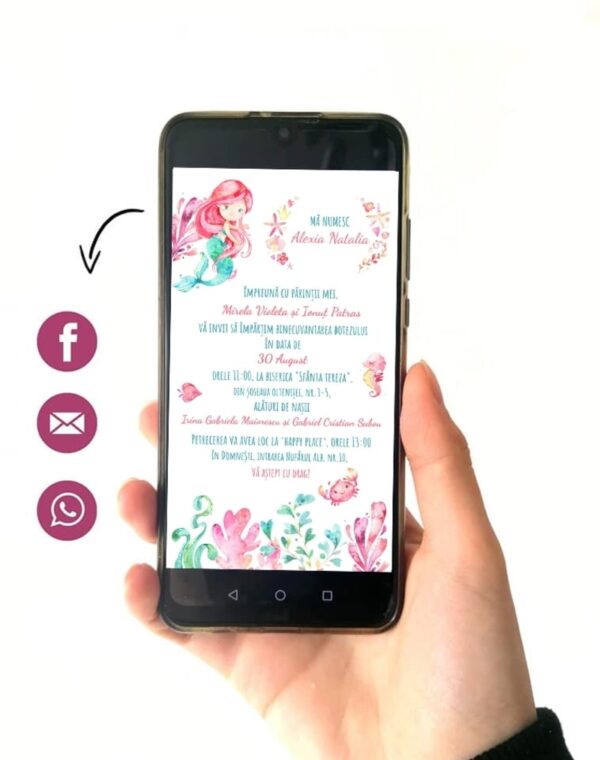 invitație botez digitală sirene