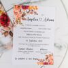 invitatie de nunta cu flori de toamna rosii