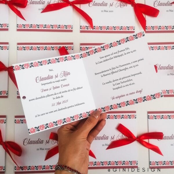 invitatie de nunta cu motive traditionale