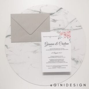 Invitatie nunta gri&roz