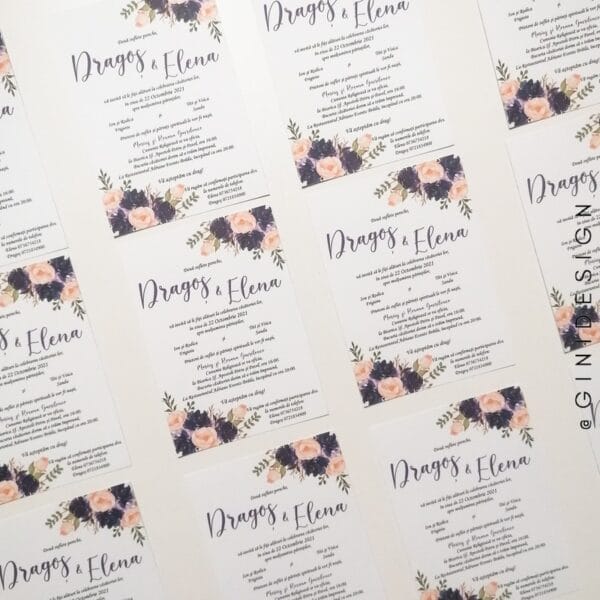 invitație nuntă navy&blush