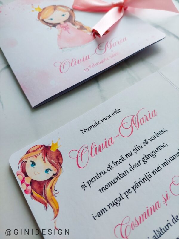 invitație de botez prințesă, invitație de botez fetiță, invitație de botez fata