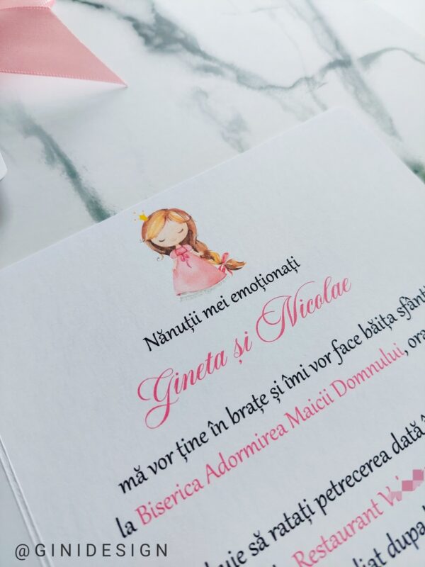 invitație de botez prințesă, invitație de botez fetiță, invitație de botez fata