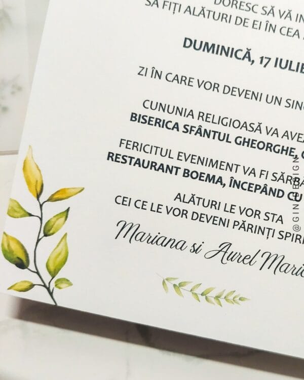 Invitatie greenery de primavara