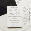 invitație nuntă minimalistă cu margini franjurate