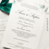 invitatie nunta botanica, invitatie nunta cu frunze, invitatie nunta verde, invitatie cu sigiliu, invitatie cu panglica