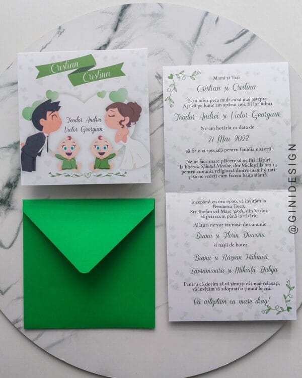 invitație nuntă și botez gemeni