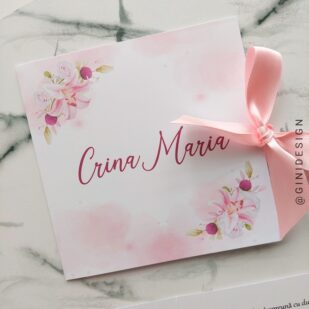 invitatie de botez crini, invitatie botez, invitatie panglica, invitatie botez fete