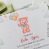 invitație botez ursuleț olive green