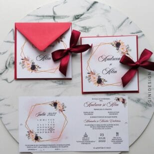 invitatie de nunta burgundy