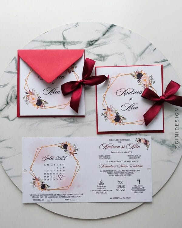 invitatie de nunta burgundy