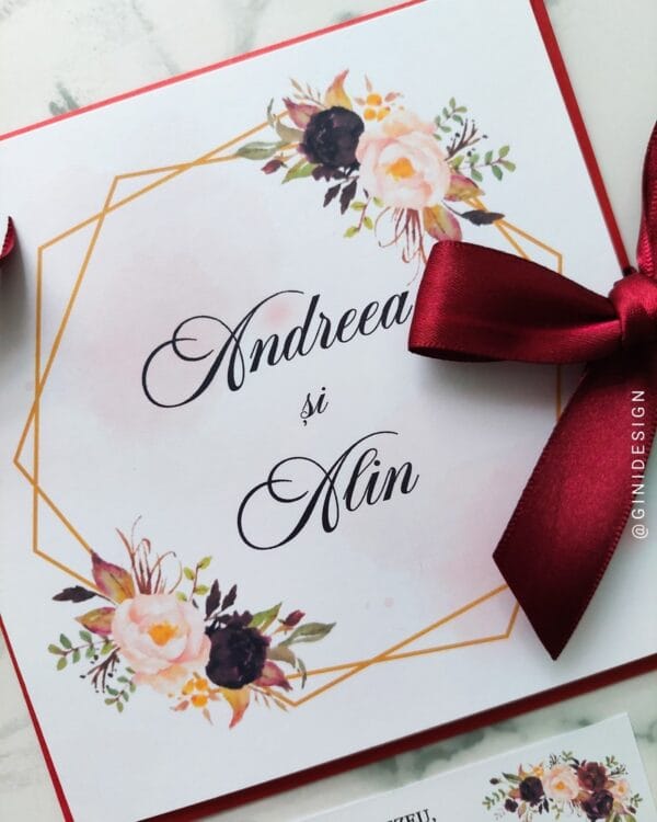 invitatie de nunta burgundy