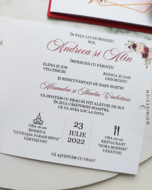 invitatie de nunta burgundy