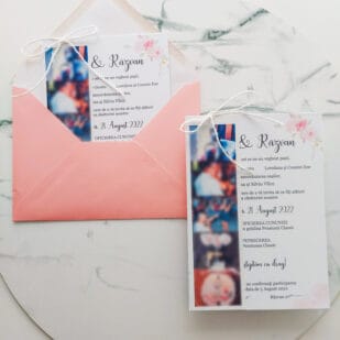 invitatie de nunta cu poza pink collage