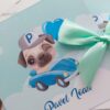 Invitație de botez cățel verde mint