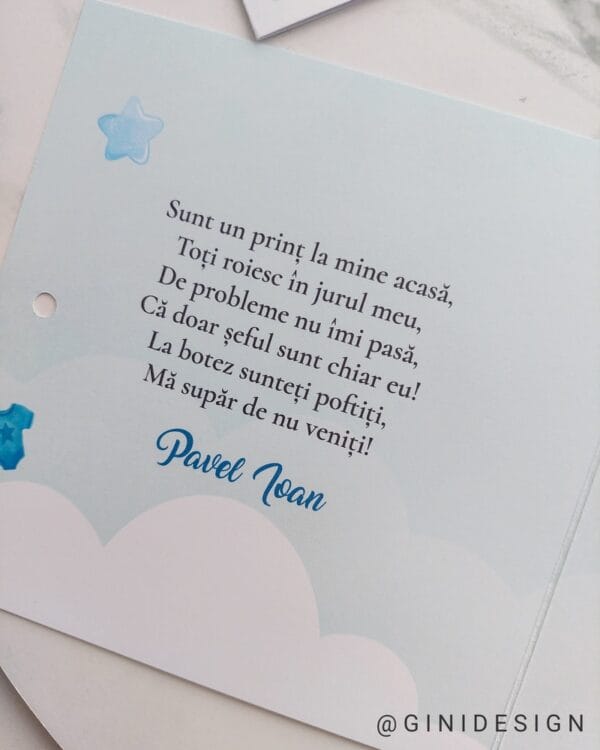 Invitație de botez cățel verde mint