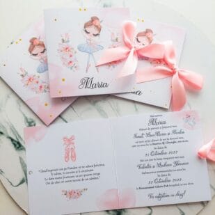 Invitație de botez balerină
