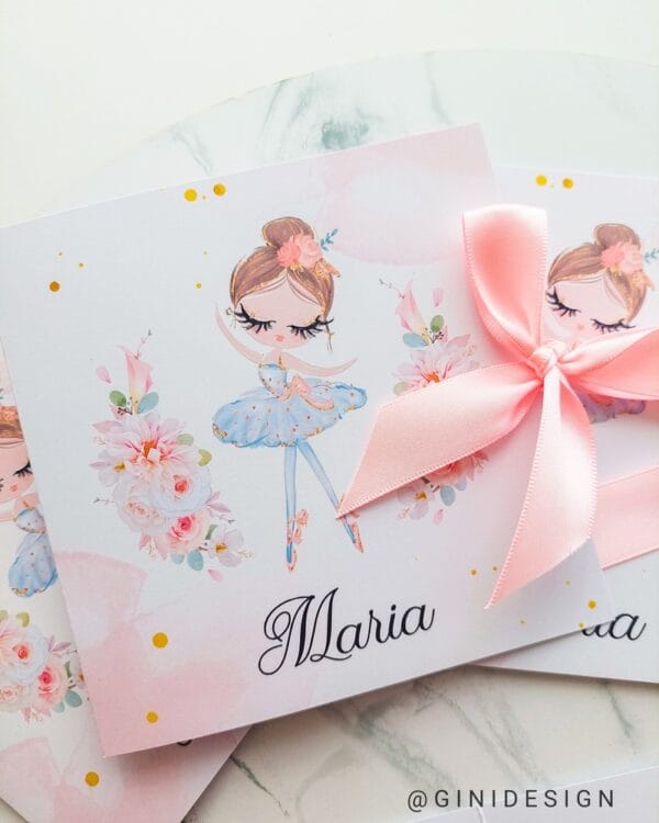 Invitație de botez balerină