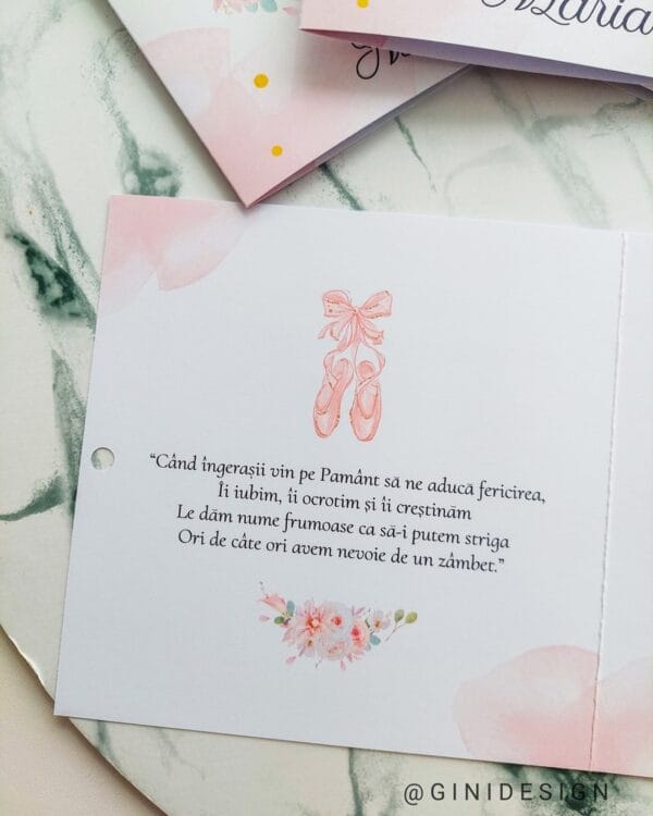 Invitație de botez balerină