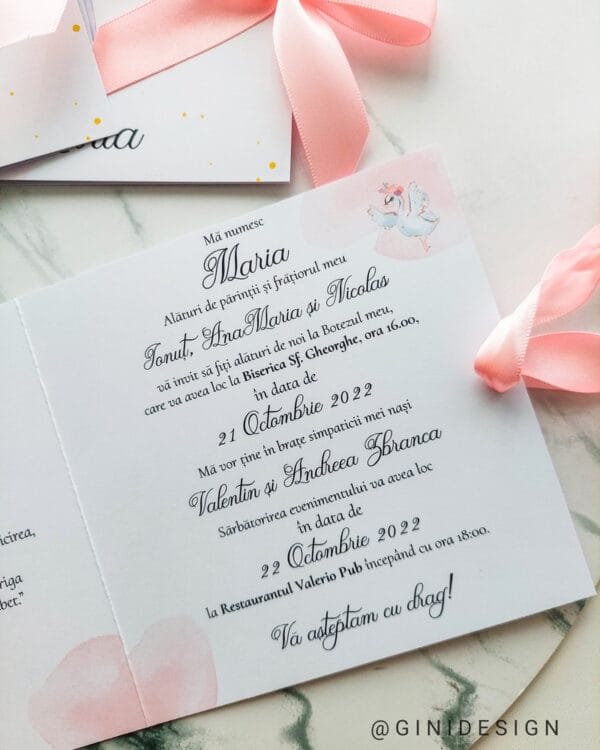 Invitație de botez balerină