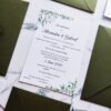 invitație nuntă greenery cu plic manual