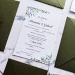 invitație nuntă greenery cu plic manual