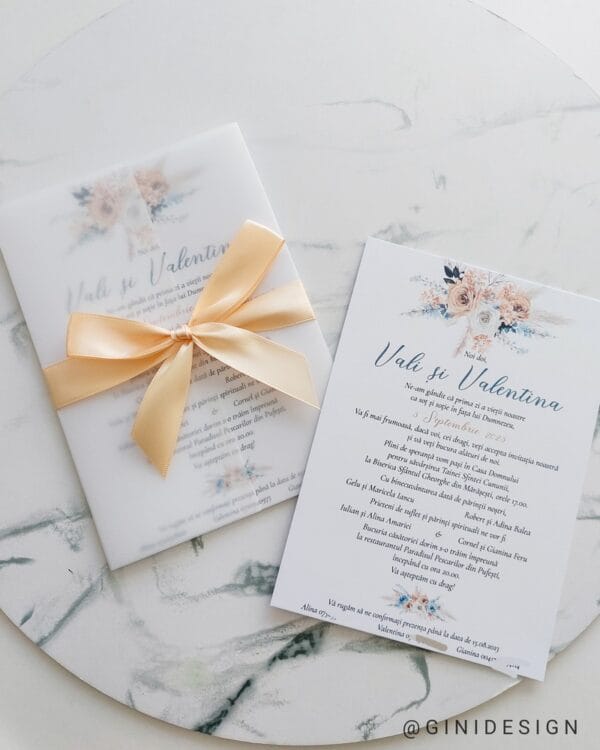 invitatie de nunta boho peach