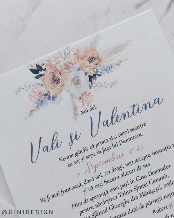 invitatie de nunta boho peach