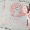 invitație de botez roz, invitație de botez iepuraș roz, invitație de botez iepuraș