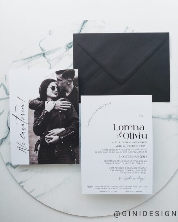 Invitatie nunta foto minimalistă