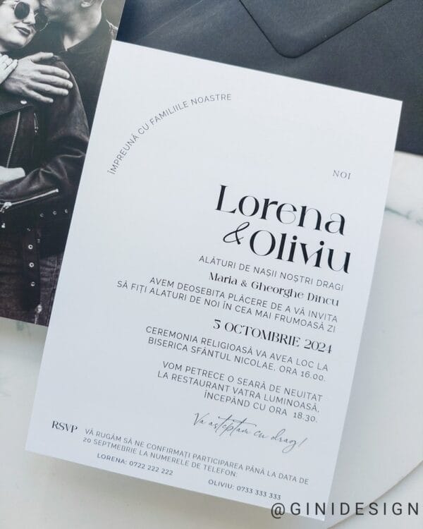 Invitatie nunta foto minimalistă