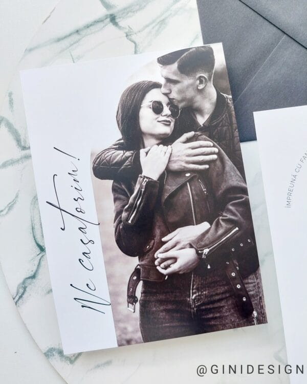 Invitatie nunta foto minimalistă