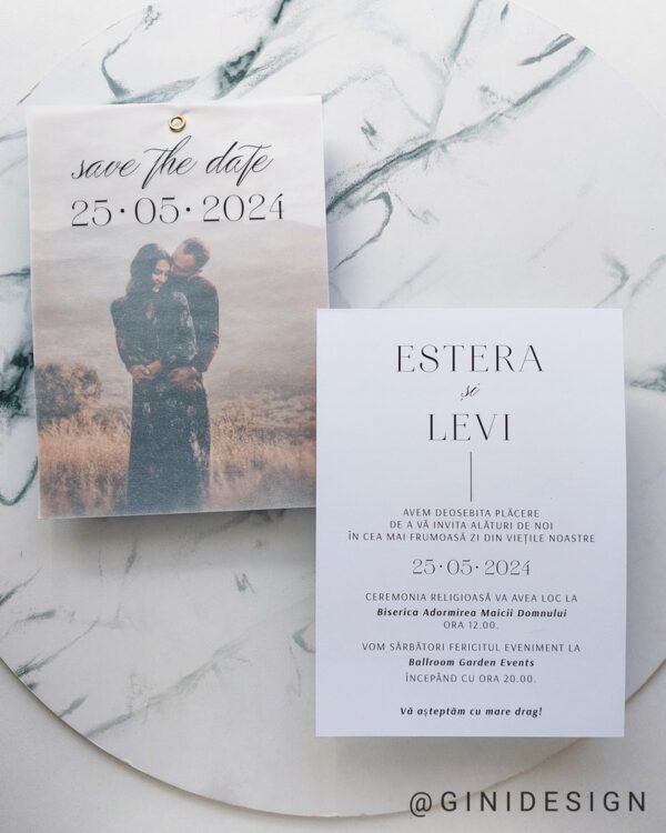 Invitatie nunta foto vellum, invitatie nunta foto hartie de calc