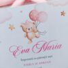 invitatie botez ursulet roz, invitatie de botez cu sigiliu, invitatie de botez cu panglică, invitație cu ursuleț si baloane, invitație cu baloane