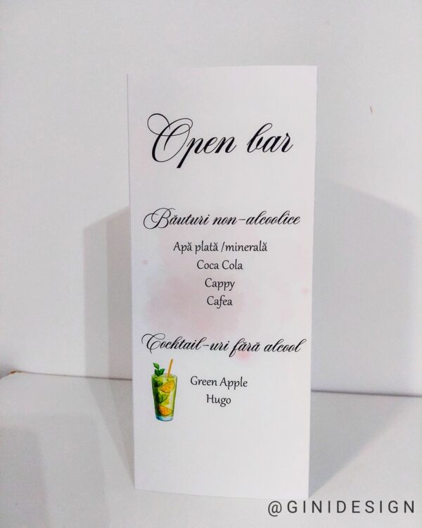 meniu trifold nuntă