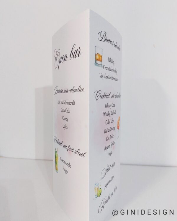 meniu trifold nuntă