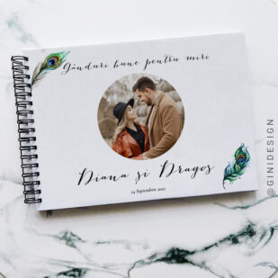 guestbook nuntă pene păun