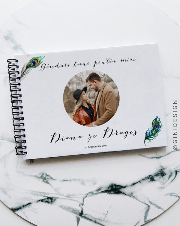guestbook nuntă pene păun