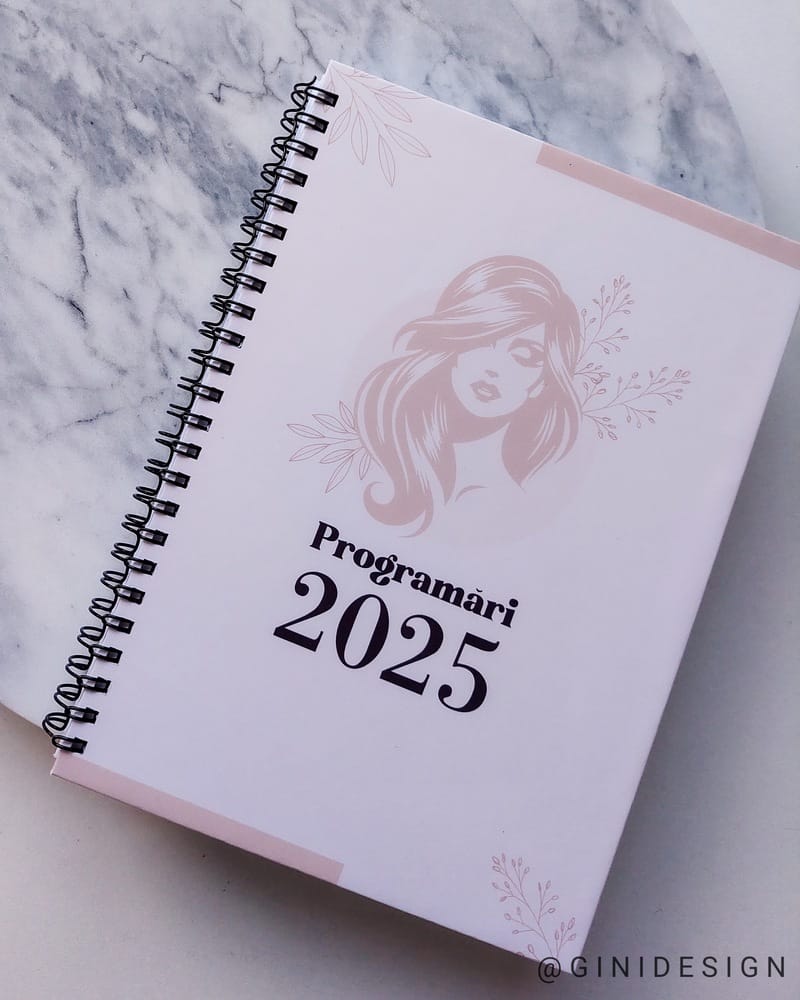 Agendă de programări 2025-coafor, salon, nails, gene,make-up