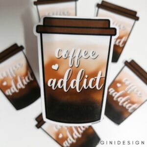 stikcer die-cut, sticker taiat pe contur, sticker adeziv cafea