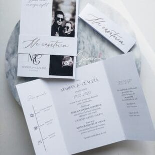 Invitație nuntă bandă folio și poză