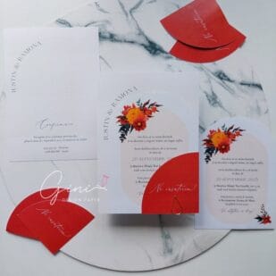 Invitație nuntă toamnă, arcada model modern și elegant