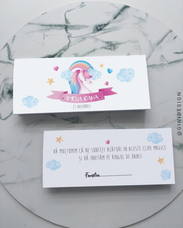 Plic de bani botez unicorn 3, Plic de dar botez unicorn 3