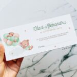 Plic de bani botez ursuleț verde, Plic de dar botez ursuleț verde