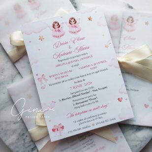 Invitație botez fetițe gemene